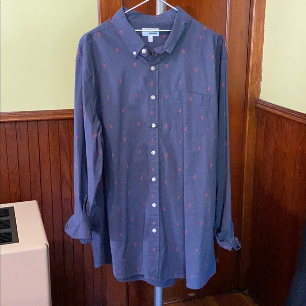 Men’s Long sleeve lobster print button down